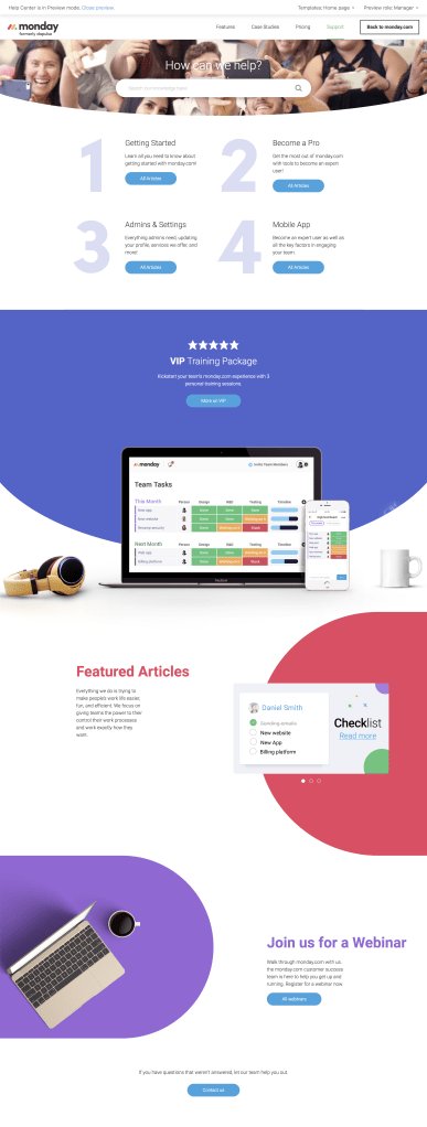 The new monday.com support homepage The new monday.com support homepage
